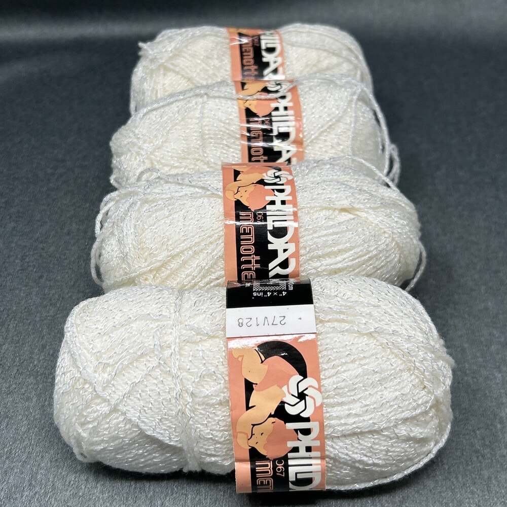 Vintage Phildar Menottes Knitting Yarn Cream Color Shade 067 FRANCE 4 Skein Lot